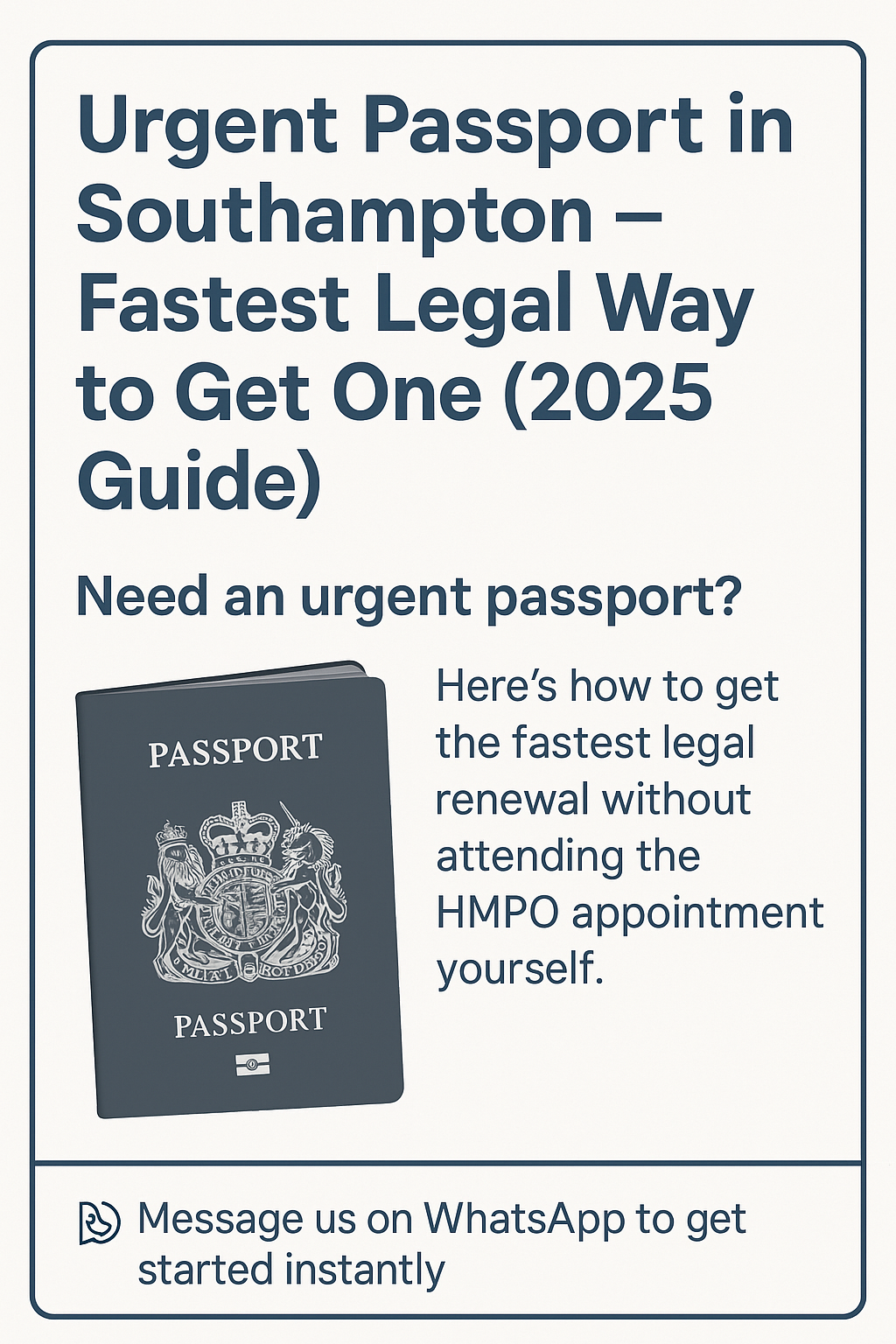Urgent Passport in Southampton – Fastest Legal Way to Get One (2025 Guide)